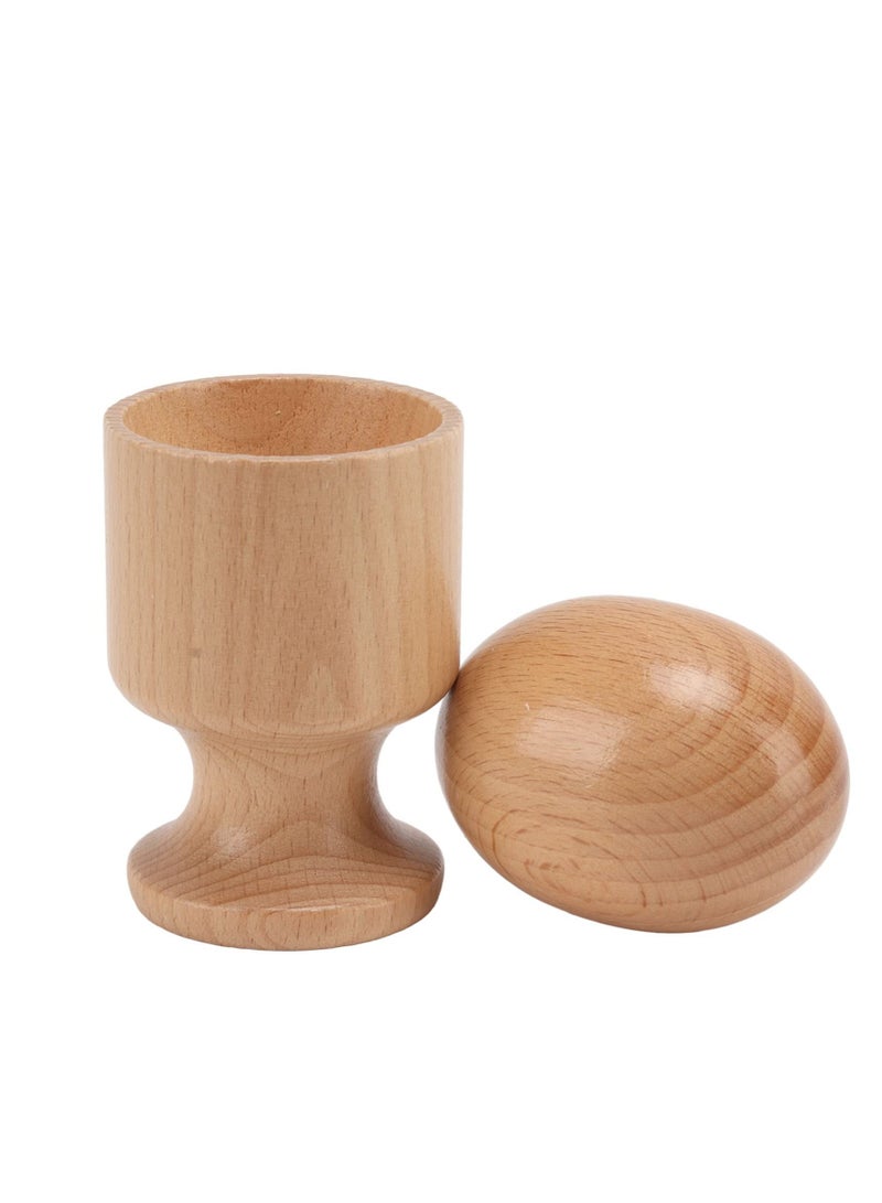 2 PCS Egg Cup Puzzle Toy, Wooden Egg Cup Holders, Wooden Hen Eggs and Cup, Perfect for Kids Craft, Education Preschool Toys - Image 1